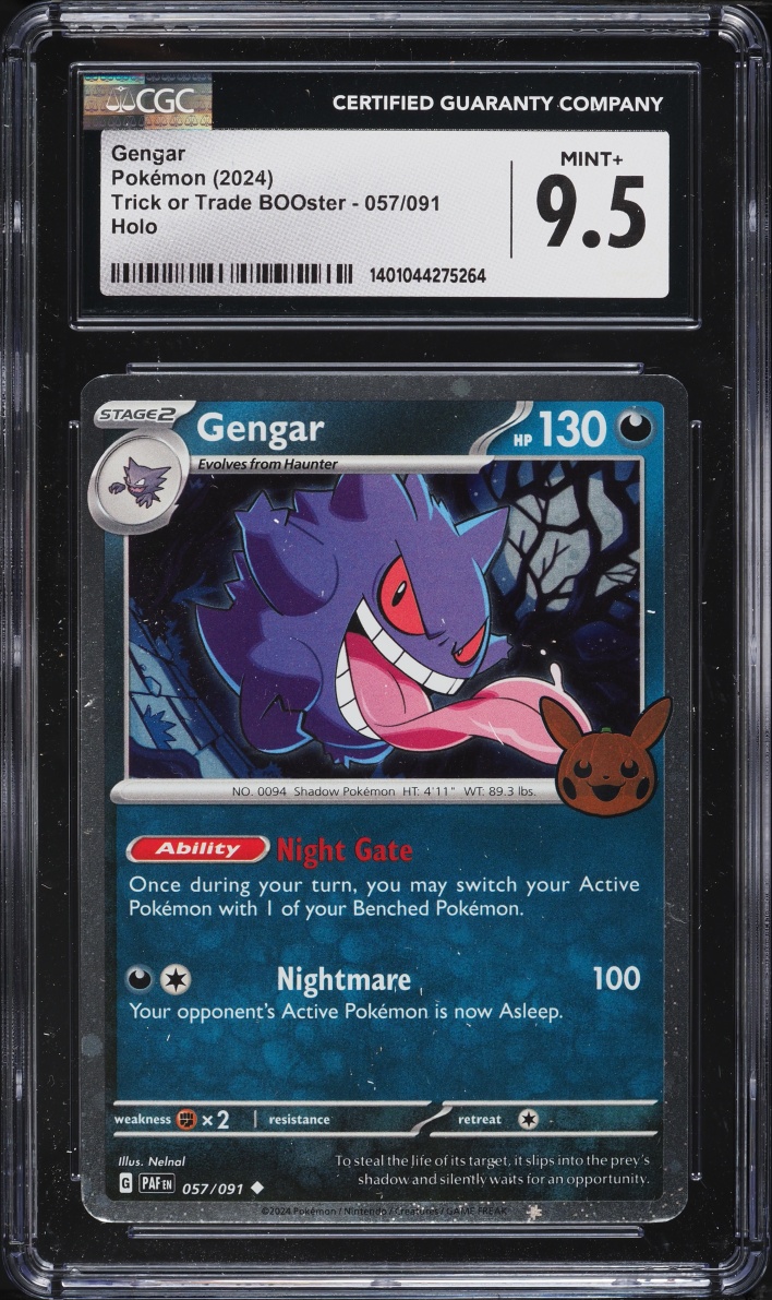 2024 Pokemon Scarlet & Violet Paldean Fates Trick Or Trade Holo Gengar #57 CGC 9.5 MINT+