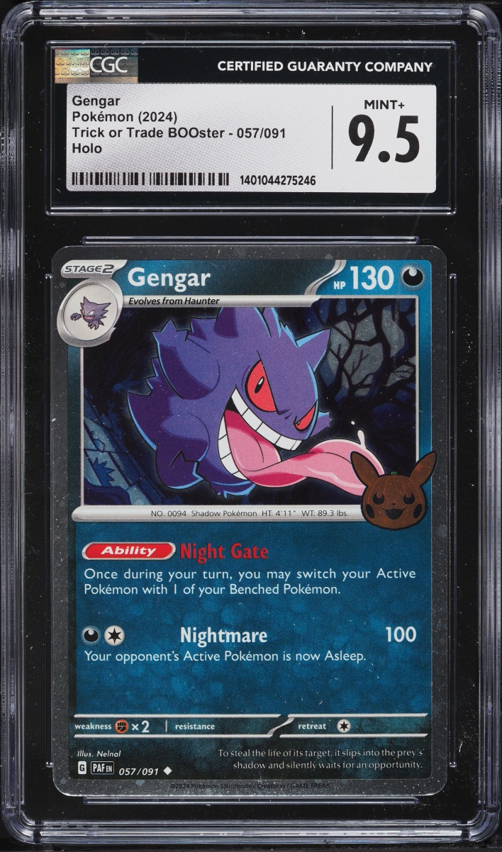2024 Pokemon Scarlet & Violet Paldean Fates Trick Or Trade Holo Gengar #57 CGC 9.5 MINT+