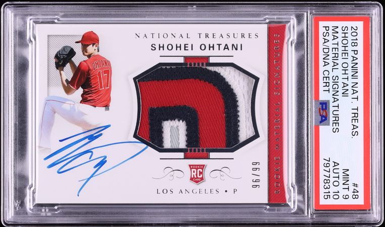 2018 National Treasures Shohei Ohtani ROOKIE PATCH AUTO DNA 10 /99 #48 PSA 9 MINT