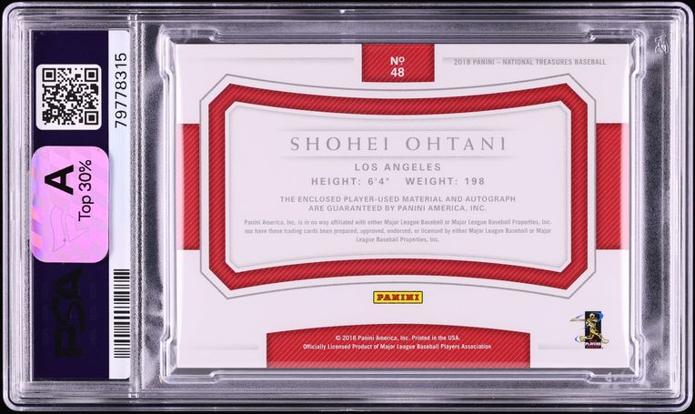 2018 National Treasures Shohei Ohtani ROOKIE PATCH AUTO DNA 10 /99 #48 PSA 9 MINT