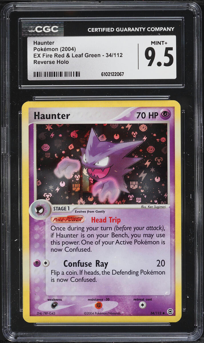 2004 Pokemon EX Fire Red & Leaf Green Reverse Holo Haunter #34 CGC 9.5 MINT+