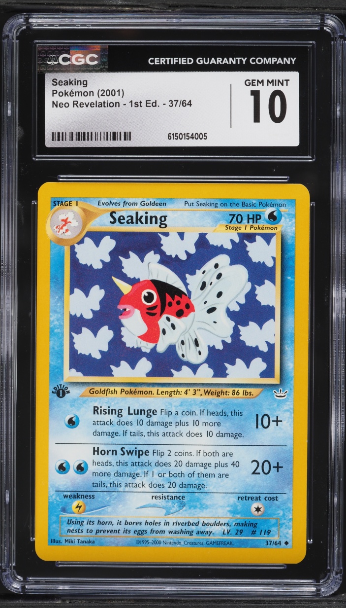 2001 Pokemon Neo Revelation 1st Edition Seaking #37 CGC 10 GEM MINT