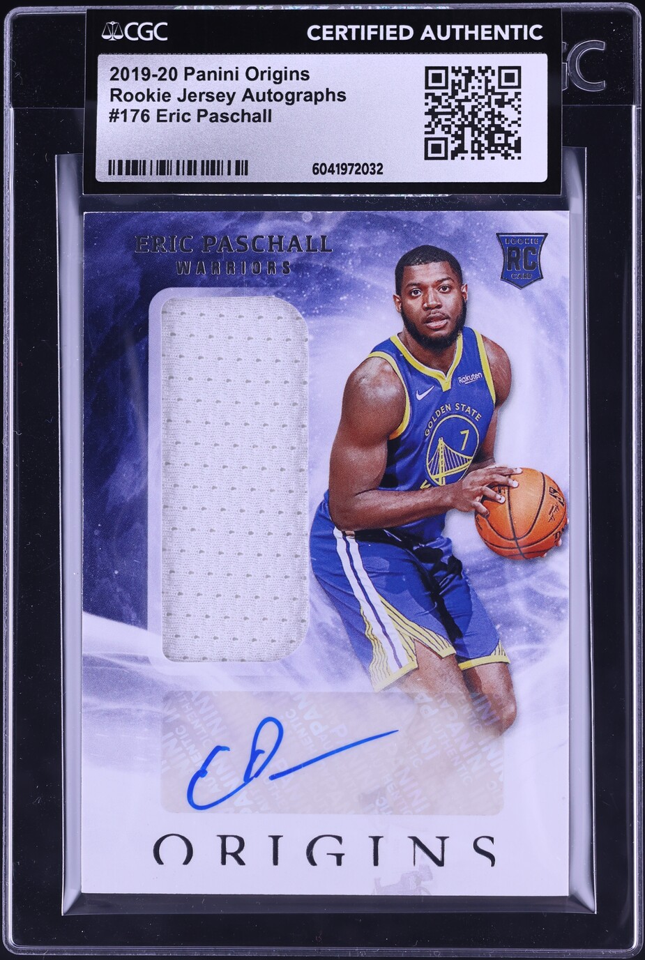 2019 Panini Origins Eric Paschall ROOKIE PATCH AUTO #176 CGC AUTH