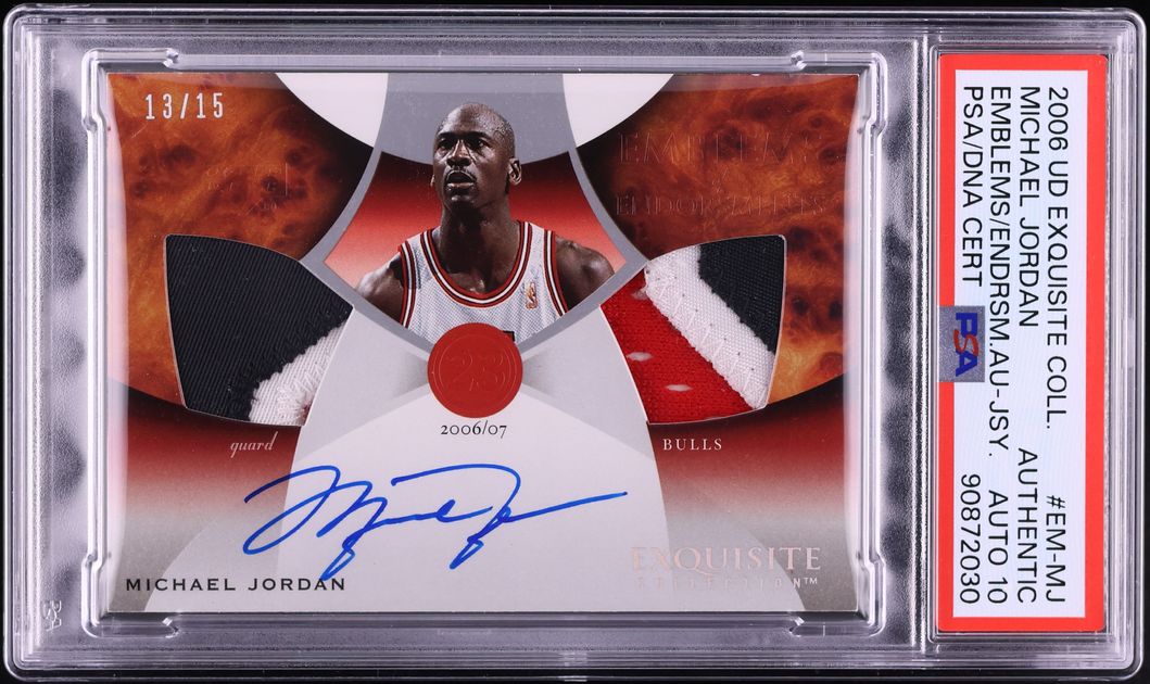 2006 Exquisite Collection Emblems Of Endorsements Michael Jordan PATCH AUTO DNA 10 /15 PSA AUTH