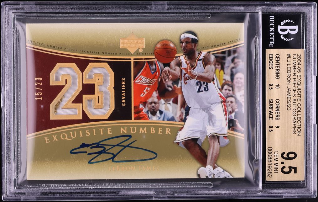 2004 Exquisite Collection Number Pieces LeBron James PATCH AUTO /23 #LJ BGS 9.5 GEM MINT