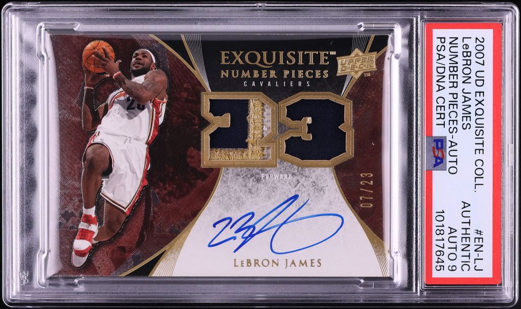 2007 Exquisite Collection Number Pieces LeBron James PATCH AUTO DNA 9 /23 #EN-LJ PSA AUTH