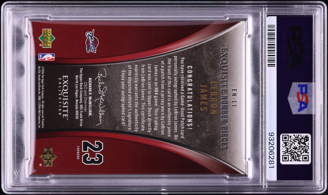 2005 Exquisite Collection Number Pieces LeBron James PATCH AUTO DNA 10 /23 PSA ALTERED AUTH