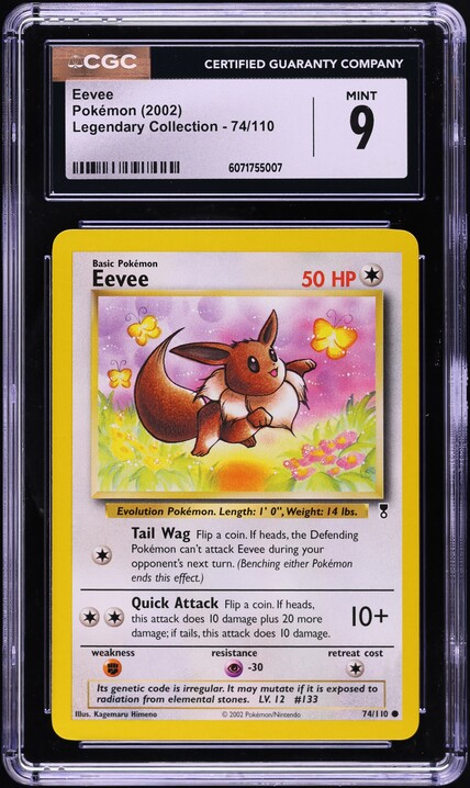 2002 Pokemon Legendary Collection Reverse Holo Eevee #74 CGC 9.5