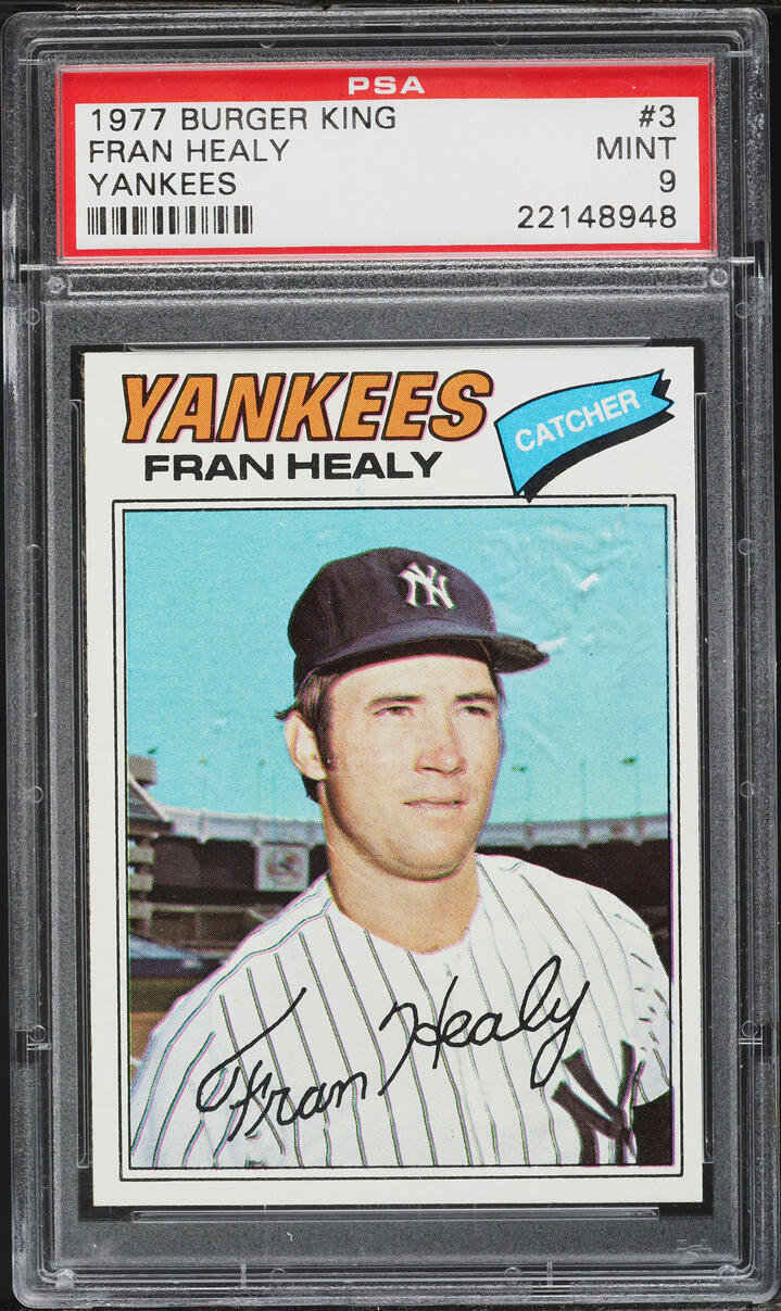1977 Burger King Yankees Fran Healy #3 PSA 9 MINT