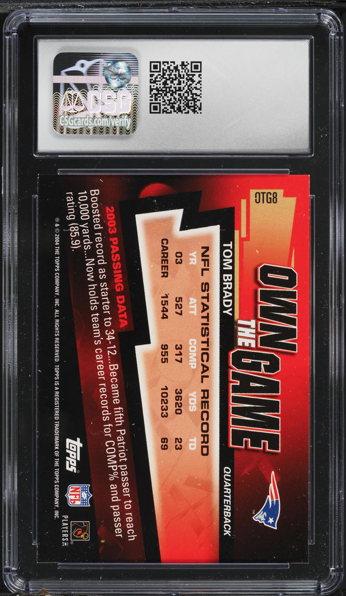 2004 Topps Own The Game Tom Brady #OTG8 CSG 9 MINT