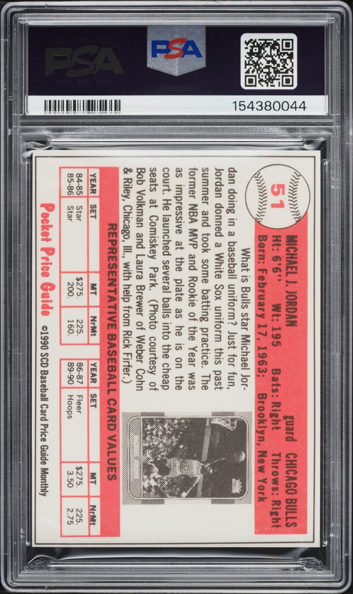 1990 SCD Baseball Pocket Price Guides Michael Jordan ROOKIE #51 PSA 10 GEM MINT