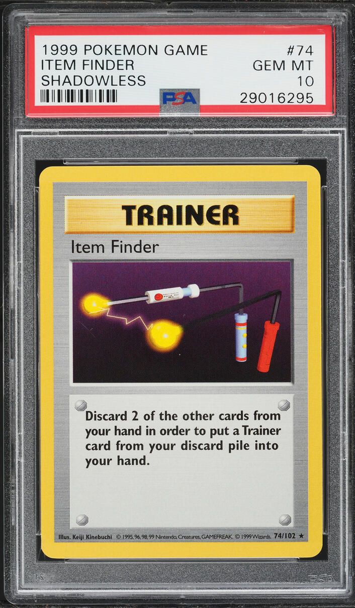 1999 Pokemon Base Set Shadowless Item Finder #74 PSA 10 GEM MINT