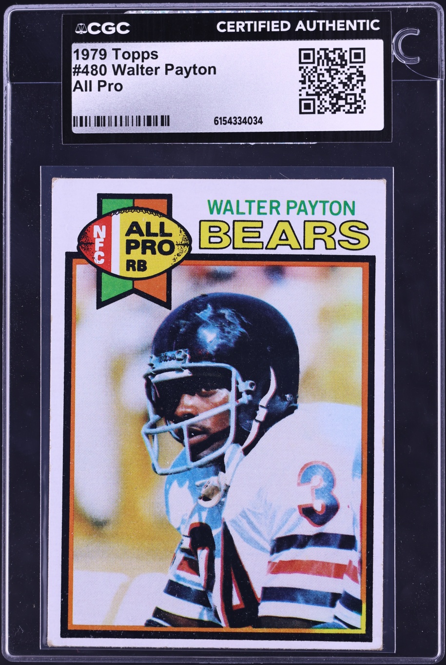 1979 Topps Football Walter Payton ALL-PRO #480 CGC AUTH