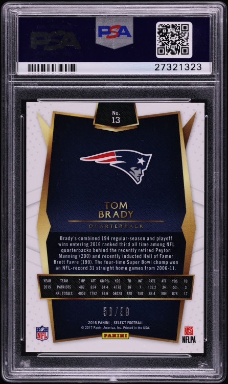 2016 Select Red Prizm Tom Brady /99 #13 PSA 10 GEM MINT