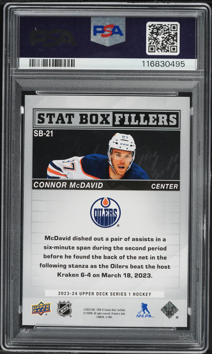 2023 Upper Deck Stat Box Fillers Connor McDavid #SB21 PSA 9 MINT