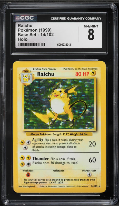 1999 Pokemon Fossil Holo Raichu #14 CGC 5.5 EX+ on Fanatics Collect