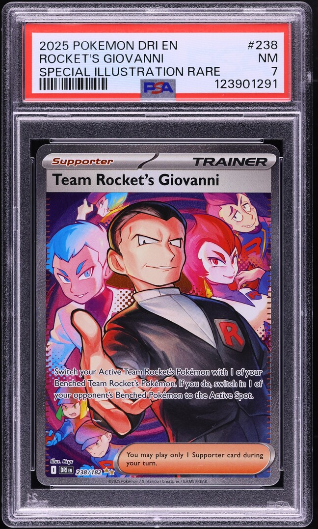 2025 Pokemon SV Destined Rivals SIR Rocket's Giovanni #238 PSA 7 NRMT