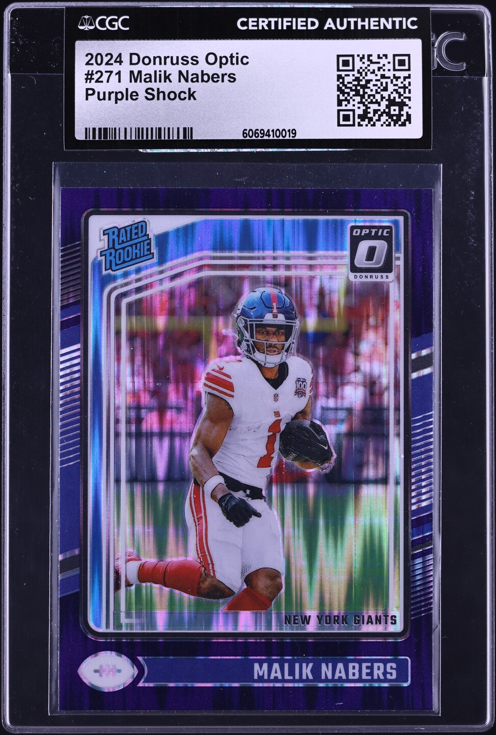 2024 Donruss Optic Purple Shock Malik Nabers ROOKIE #271 CGC AUTH