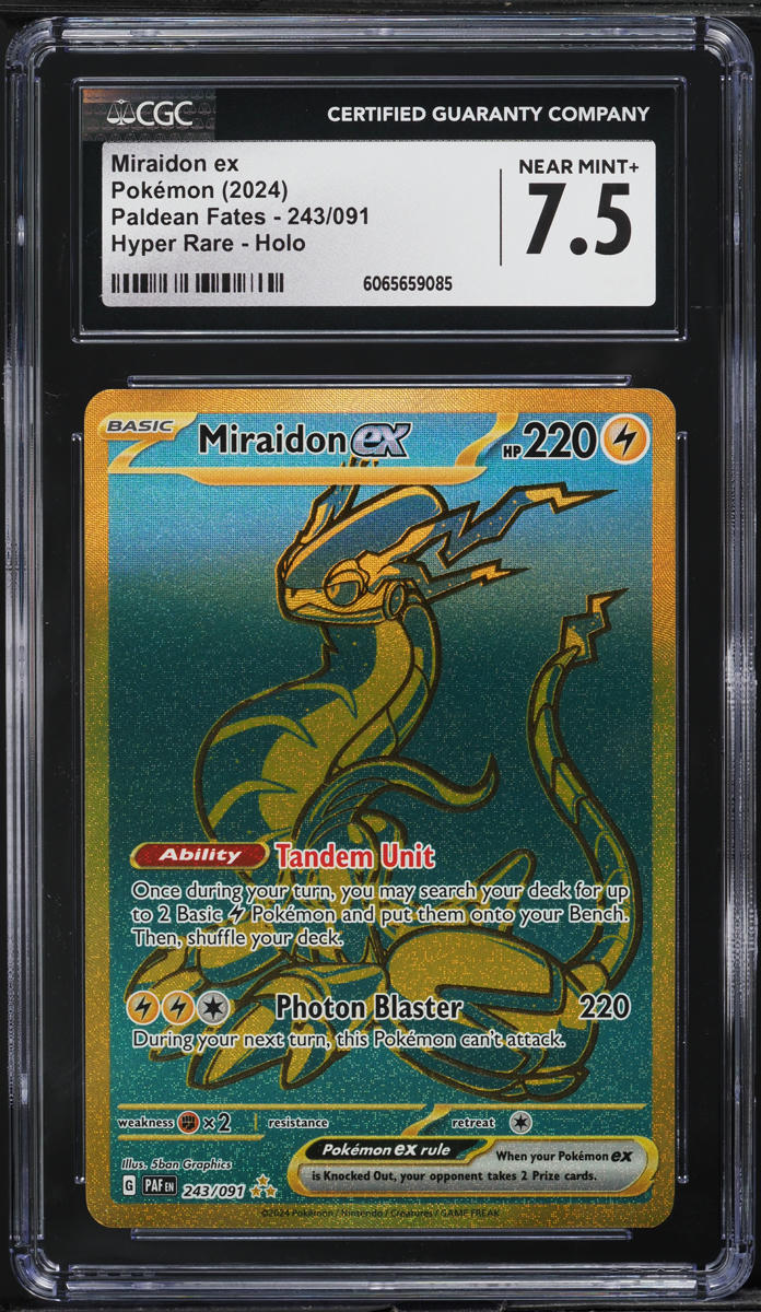 2024 Pokemon SV Paldean Fates Gold Rare Miraidon ex #243 CGC 7.5 NRMT+