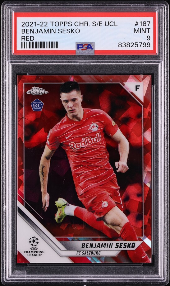2021 Topps Chrome Sapphire UCL Red Benjamin Sesko 1/5 #187 PSA 9 MINT