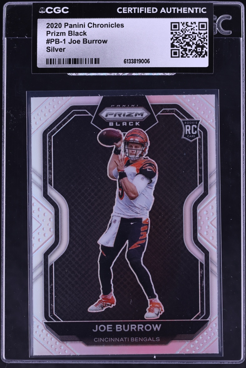 2020 Panini Chronicles Prizm Black Silver Joe Burrow ROOKIE #PB-1 CGC AUTH