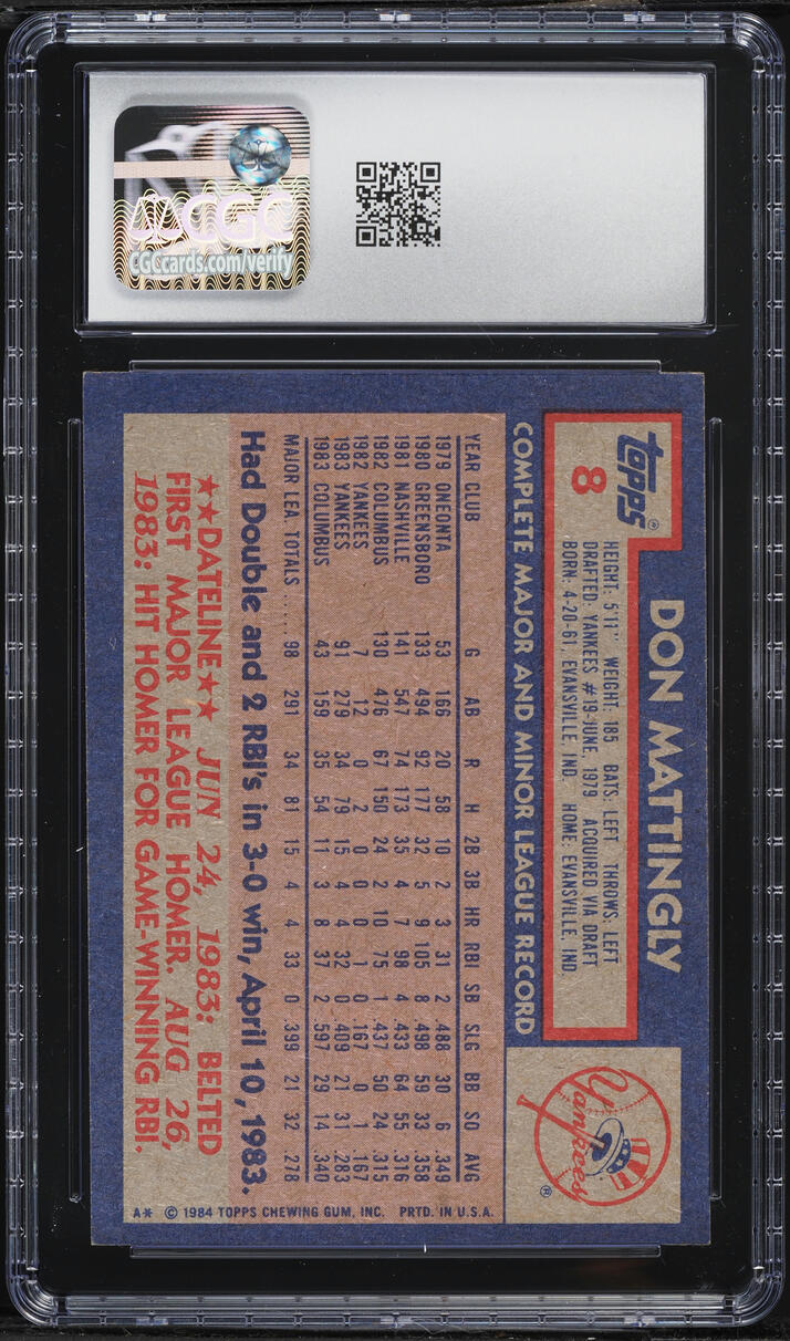 1984 Topps Don Mattingly ROOKIE #8 CGC 6 EXMT