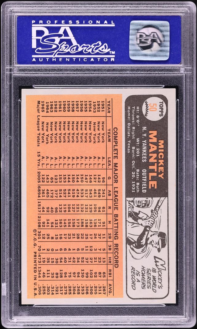 1966 Topps Mickey Mantle #50 PSA 7 NRMT