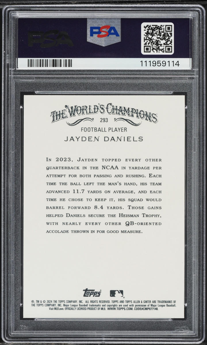 2024 Topps Allen & Ginter Jayden Daniels ROOKIE #293 PSA 10 GEM MINT