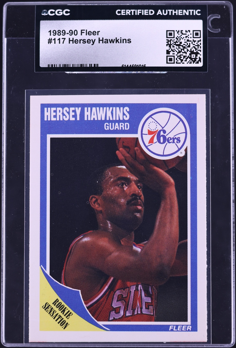 1989 Fleer Basketball Hersey Hawkins ROOKIE #117 CGC AUTH