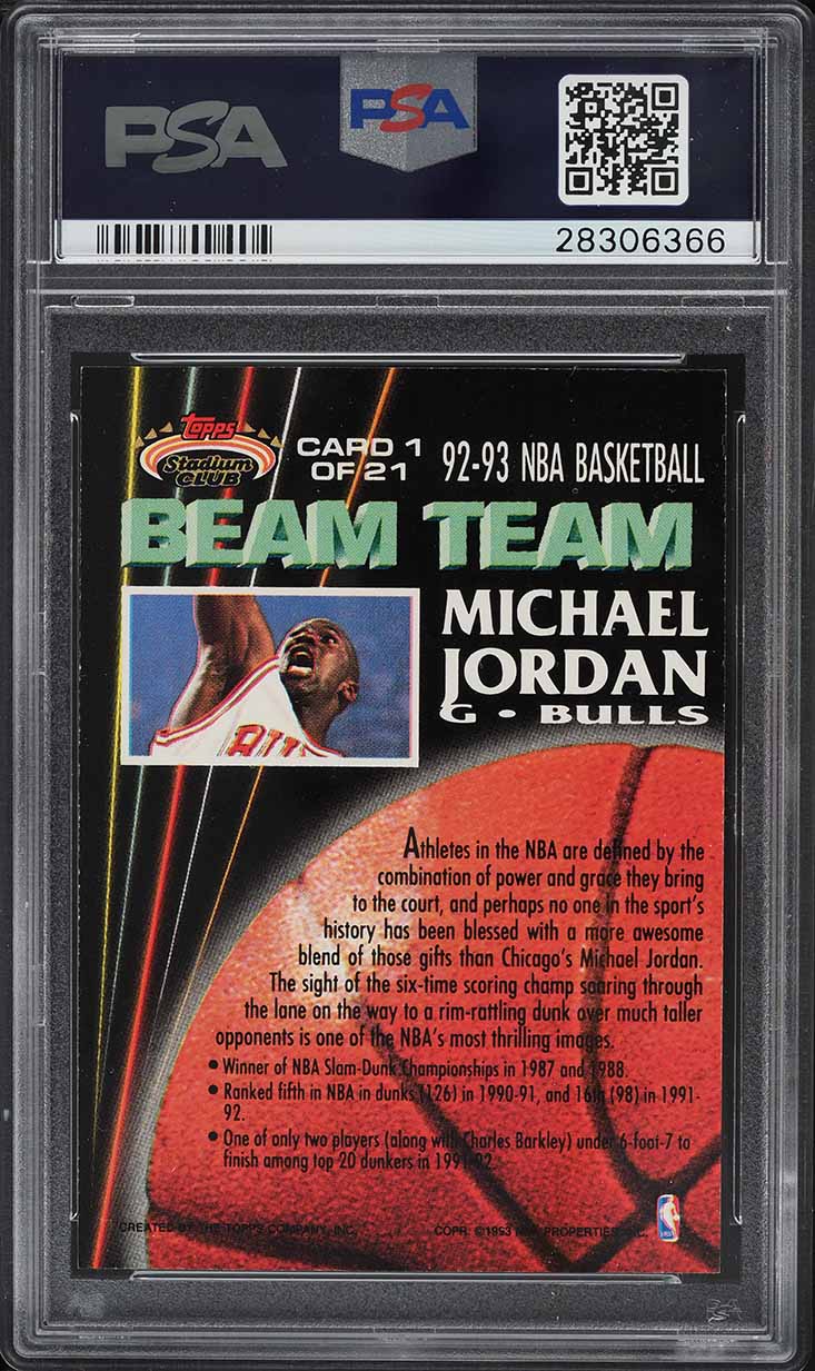 1992 Stadium Club Beam Team Members Only Michael Jordan #1 PSA 9 MINT