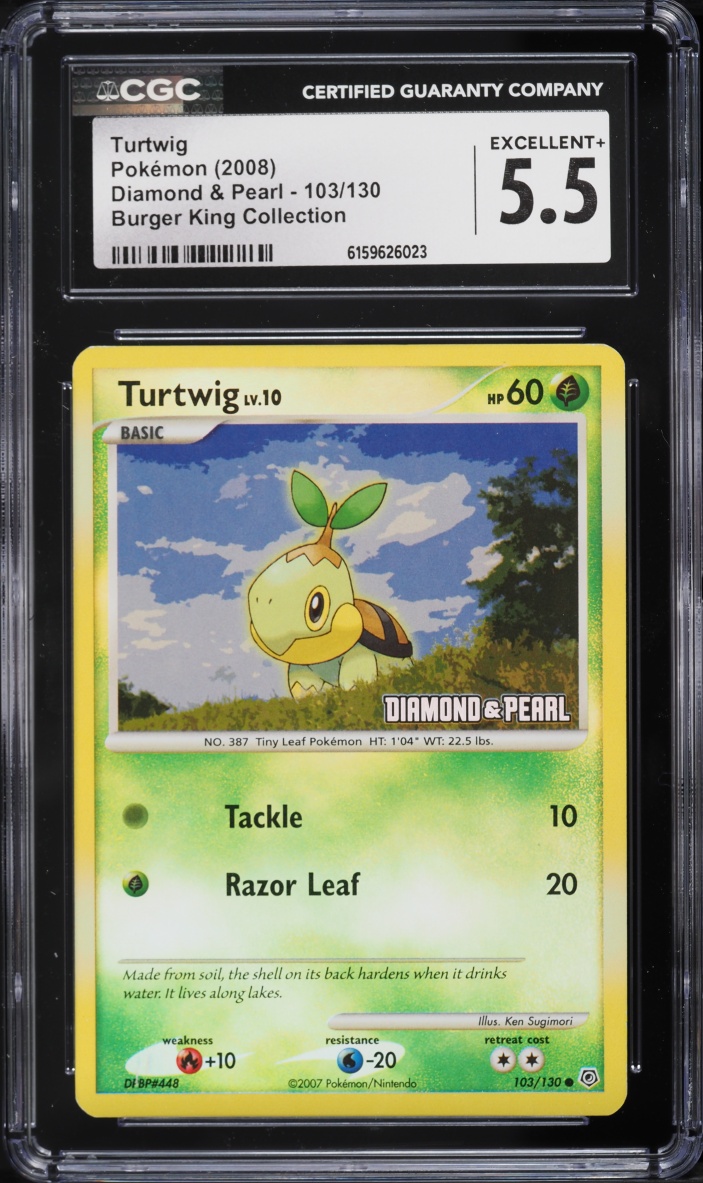 2008 Pokemon Diamond & Pearl Burger King Collection Turtwig #103 CGC 5.5 EX+