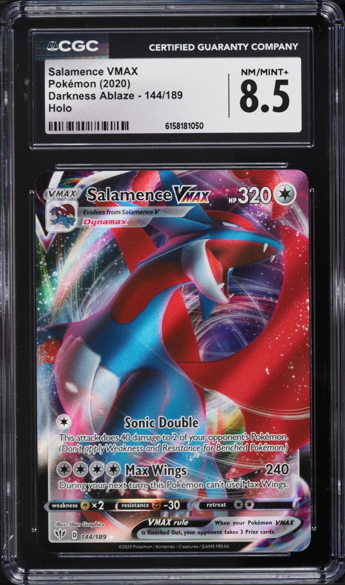 2020 Pokemon Sword & Shield Darkness Ablaze Full Art Salamence VMAX #144 CGC 8.5 NM-MT+