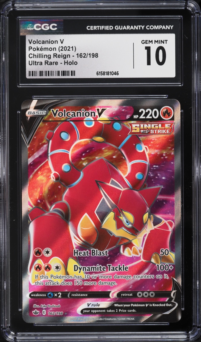 2021 Pokemon Sword & Shield Chilling Reign Full Art Volcanion V #162 CGC 10 GEM MINT