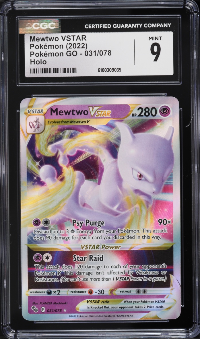 2022 Pokemon Sword & Shield GO Holo Mewtwo VSTAR #31 CGC 9 MINT