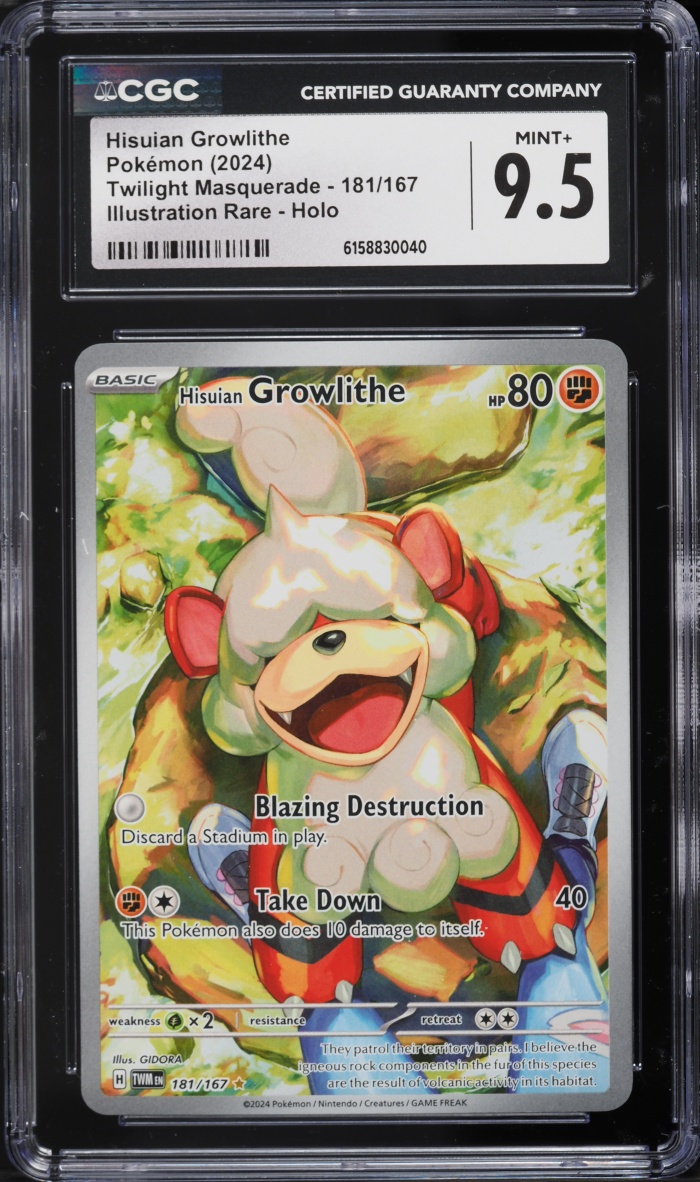 2024 Pokemon Scarlet & Violet Twilight Masquerade IR Hisuian Growlithe #181 CGC 9.5 MINT+