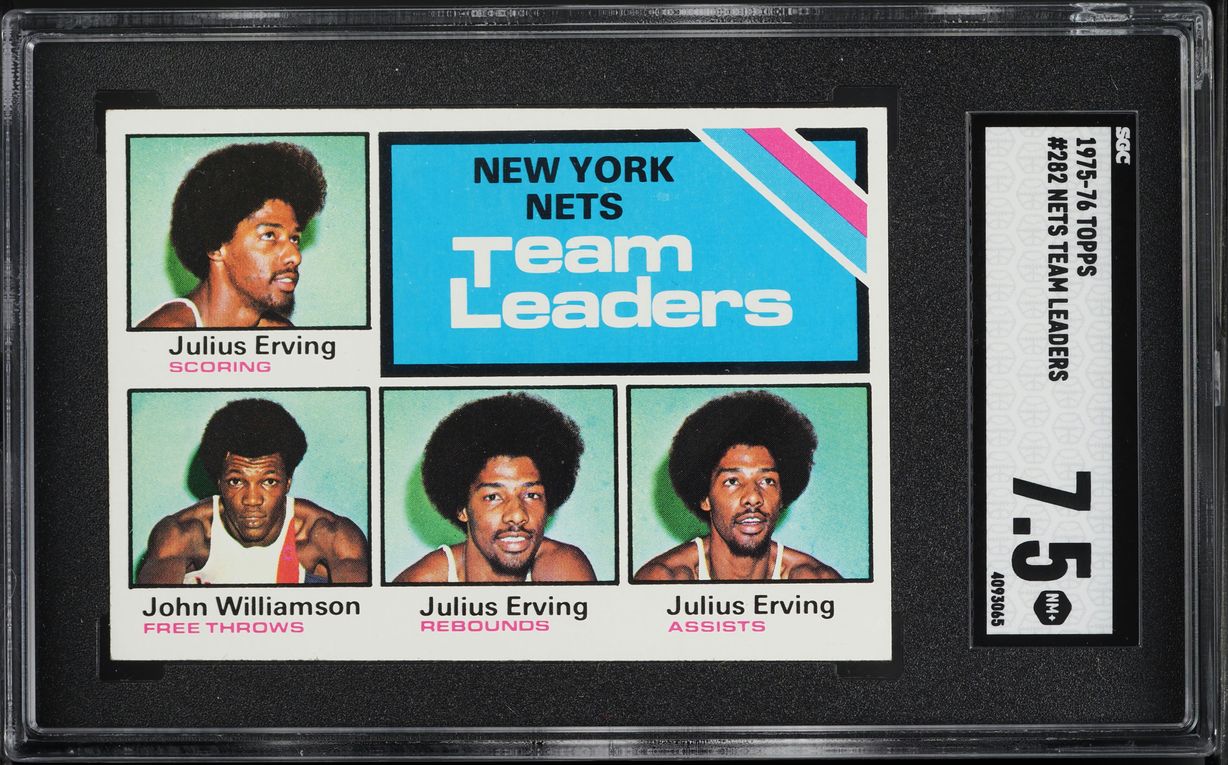 1975 Topps Basketball Julius Erving NETS TEAM LEADERS #282 SGC 7.5 NRMT+
