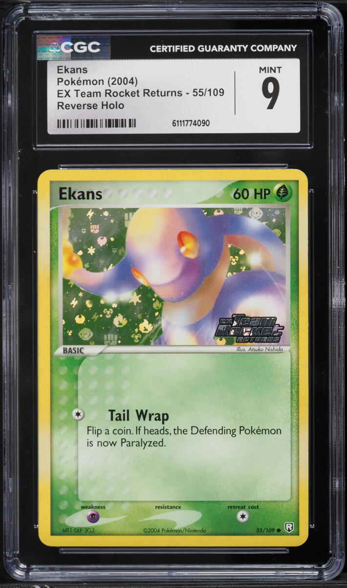 2004 Pokemon EX Team Rocket Returns Reverse Holo Ekans #55 CGC 9 MINT