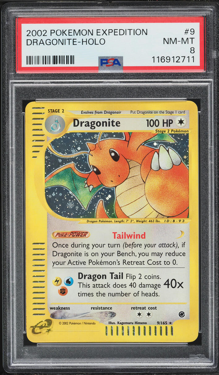 2002 Pokemon Expedition Holo Dragonite #9 PSA 8 NM-MT