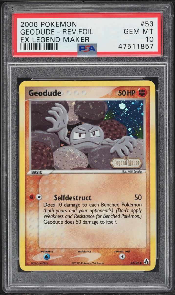 2006 Pokemon EX Legend Maker Reverse Holo Geodude #53 PSA 10 GEM MINT