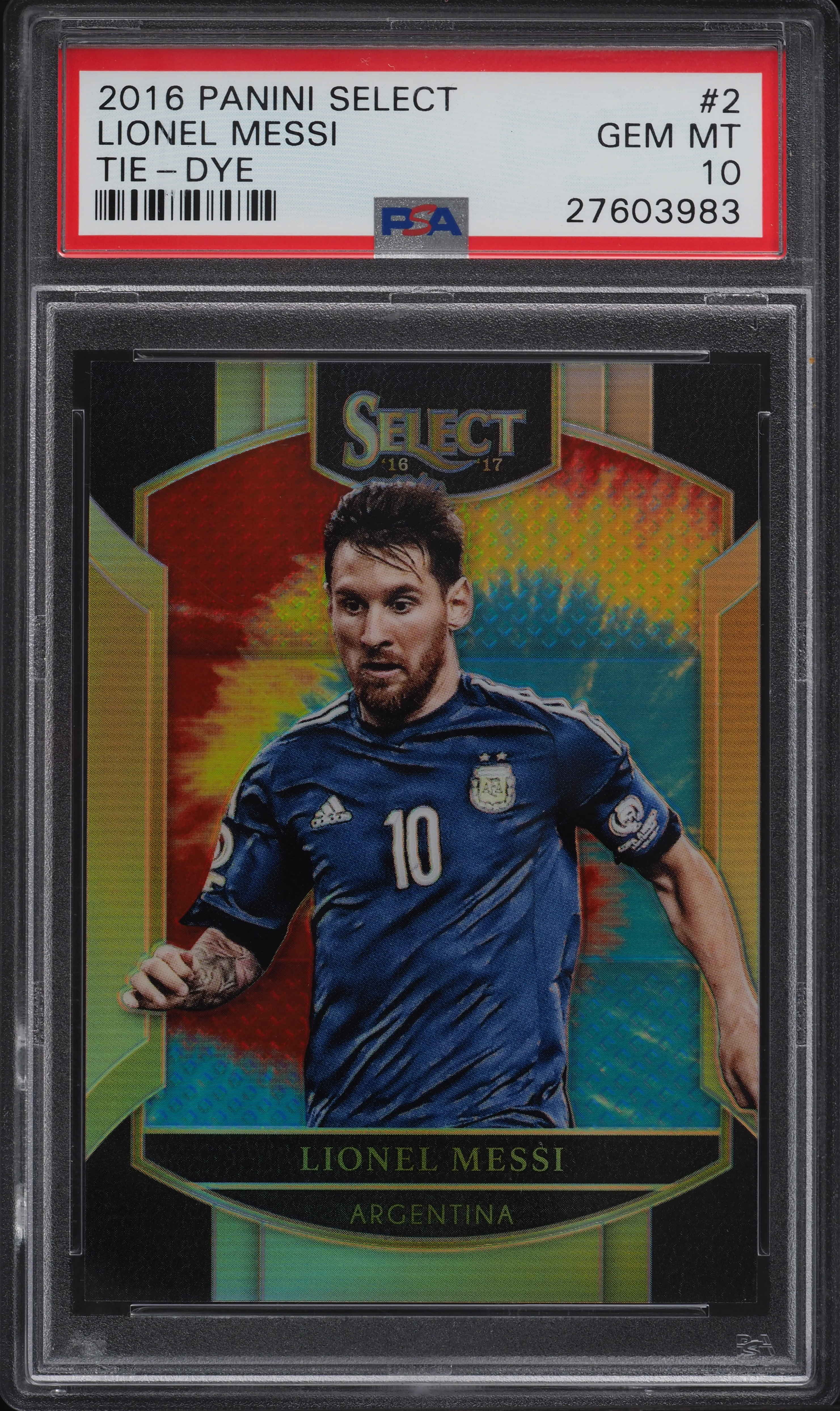 2016 Select Tie-Dye Prizm Lionel Messi /30 #2 PSA 10 GEM MINT on