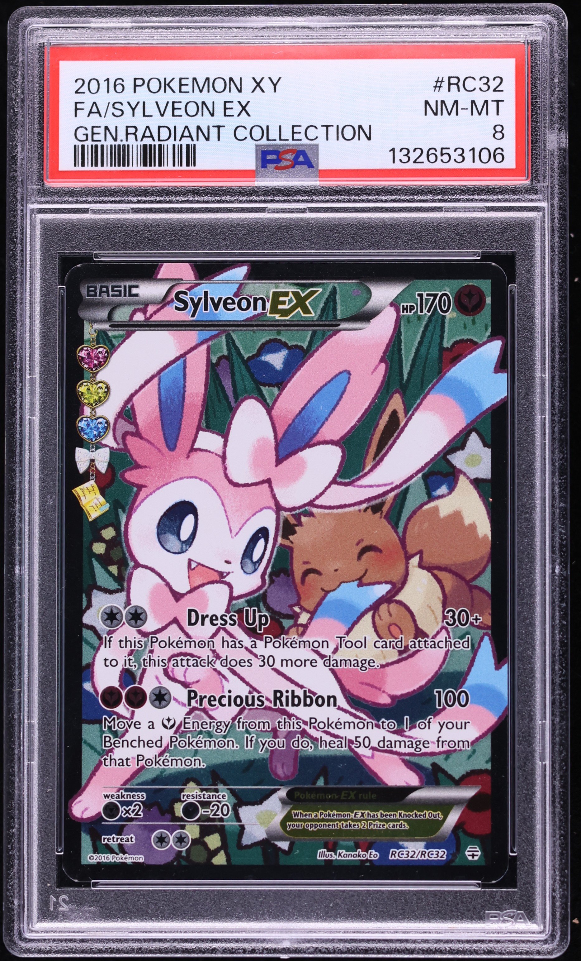 2016 Pokemon XY Generations Radiant Collection Full Art Sylveon EX #RC32 PSA 8 NM-MT