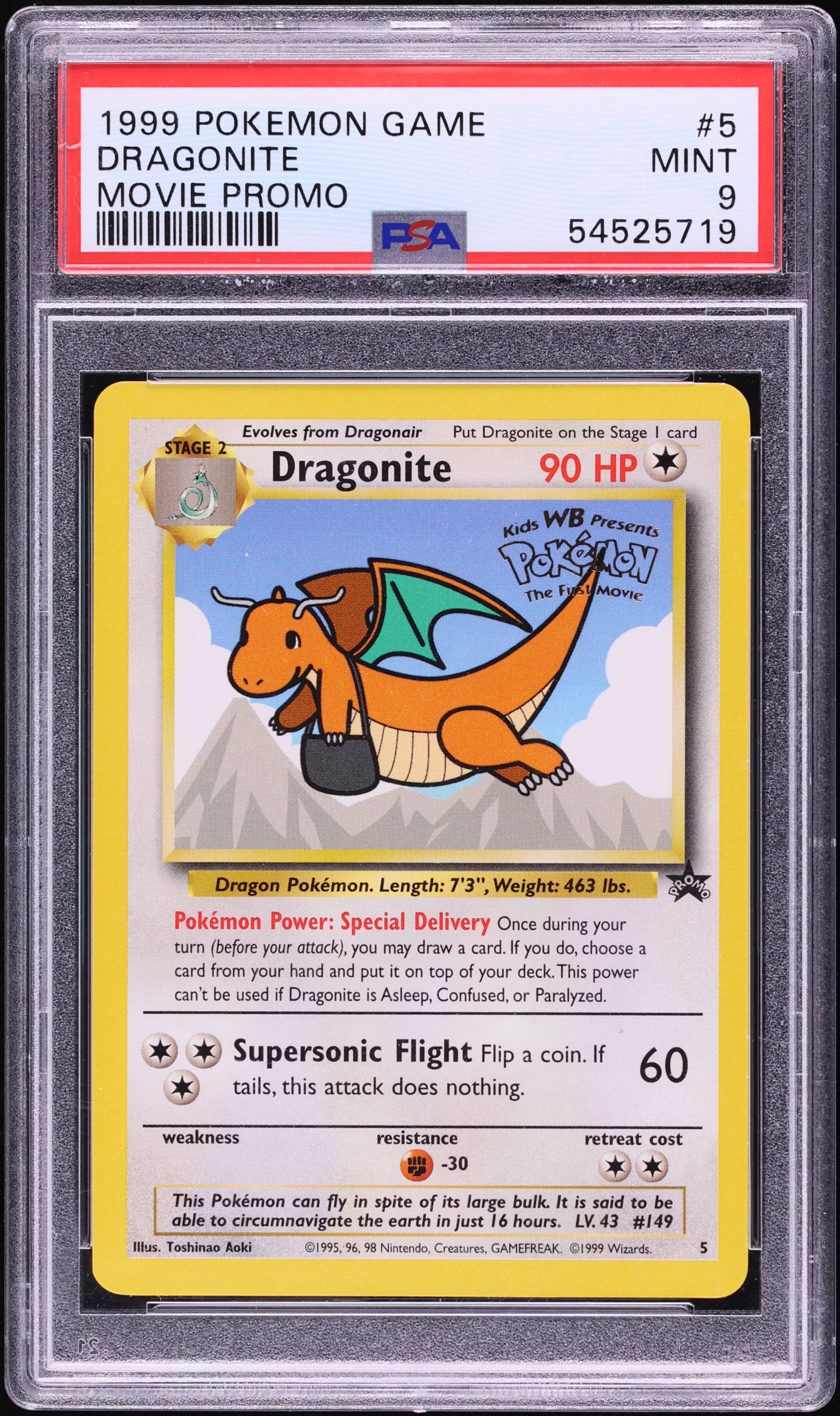 1999 Pokemon Black Star Promo Movie Dragonite #5 PSA 9 MINT