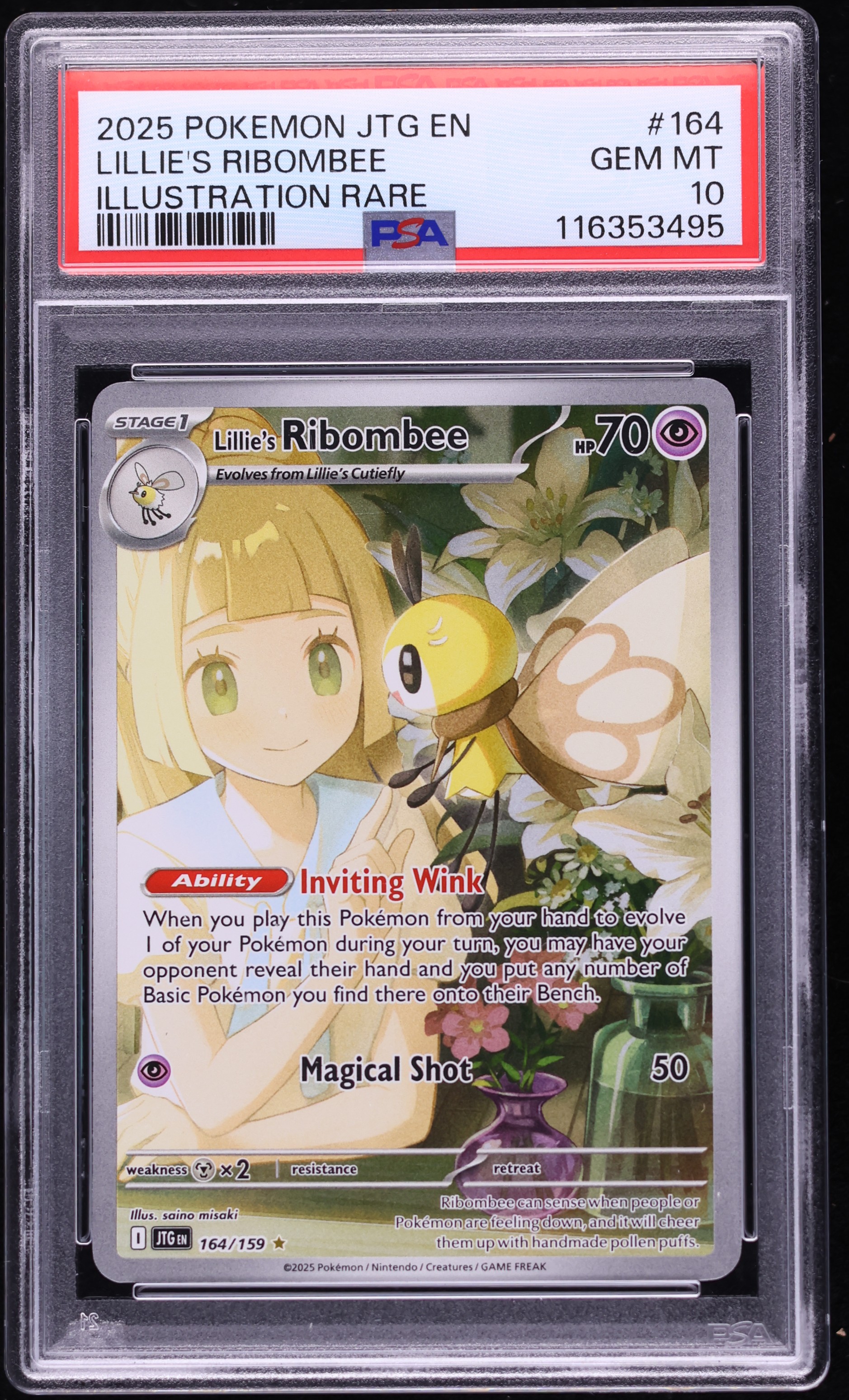 2025 Pokemon Scarlet & Violet Journey Together IR Lillie's Ribombee #164 PSA 10 GEM MINT