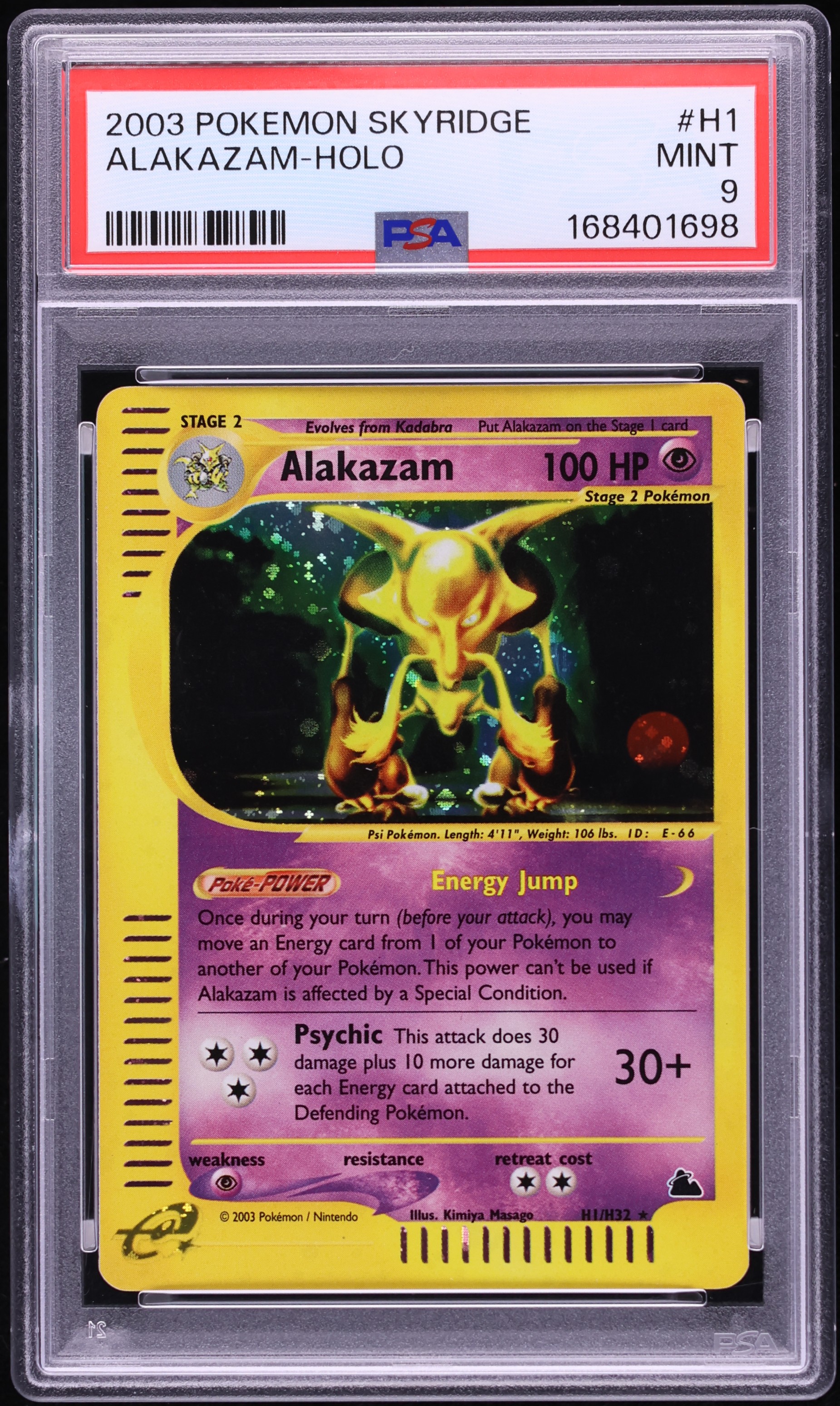 2003 Pokemon Skyridge Holo Alakazam #H1 PSA 9 MINT