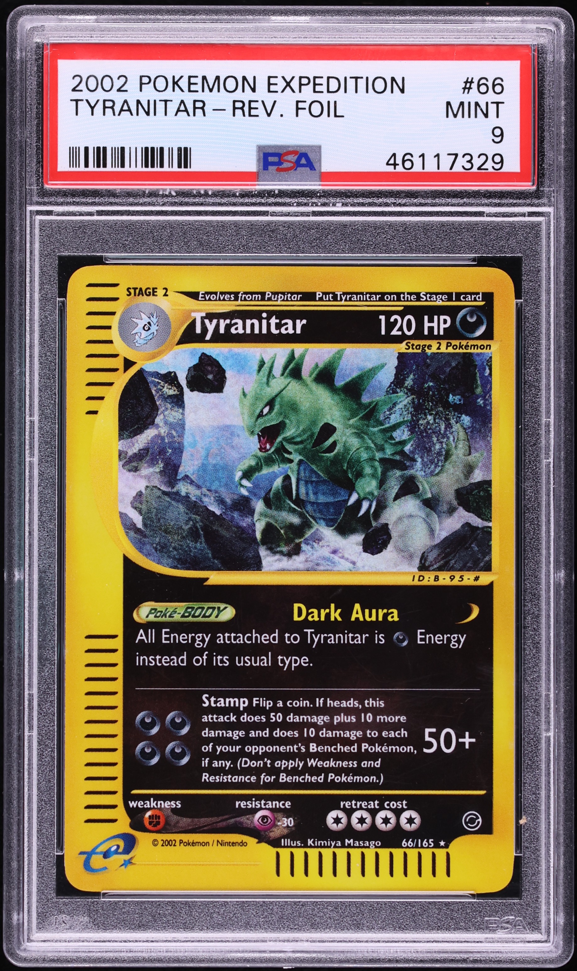 2002 Pokemon Expedition Reverse Holo Tyranitar #66 PSA 9 MINT