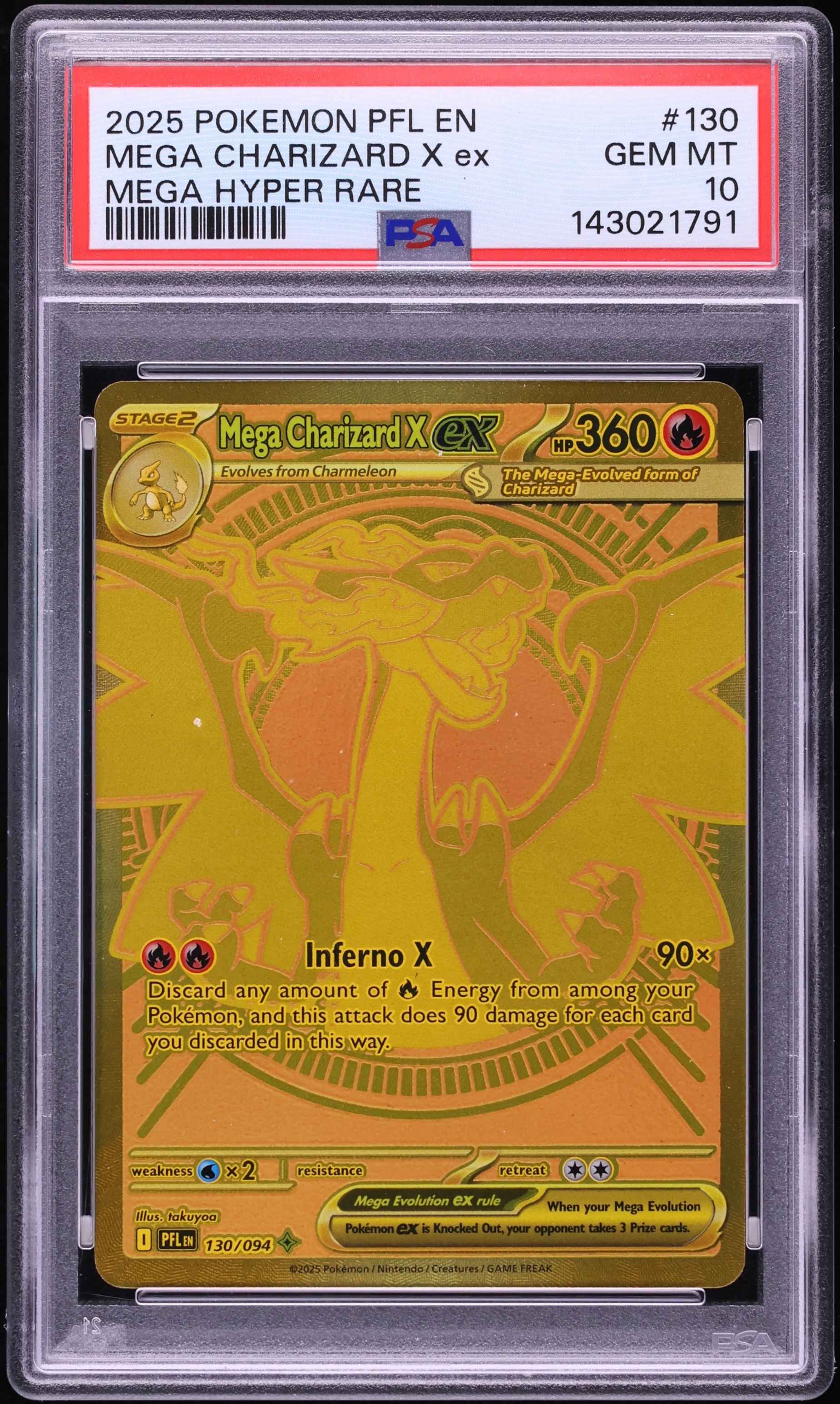 2025 Pokemon Mega Evolution Phantasmal Flames MHR Mega Charizard X Ex #130 PSA 10 GEM MINT