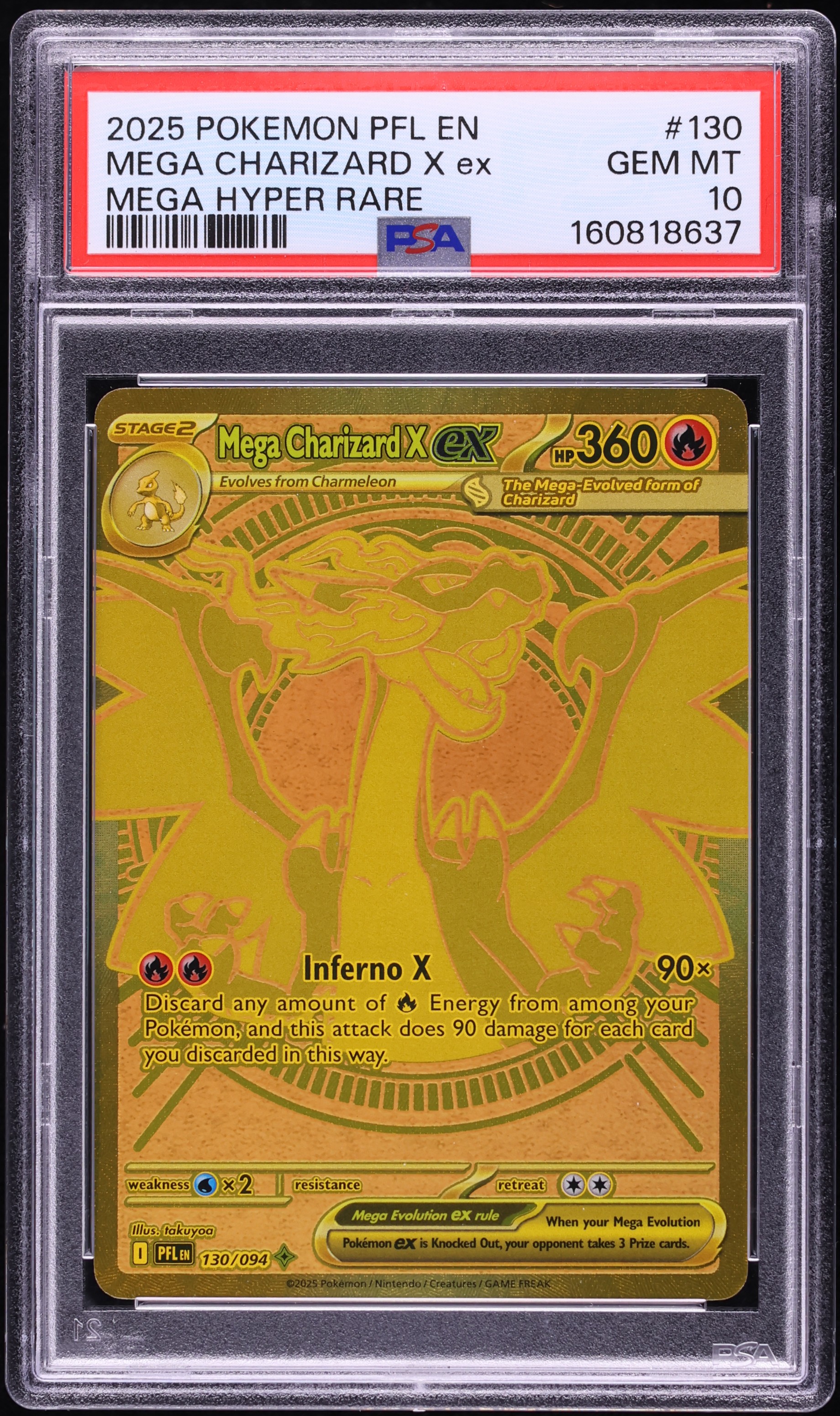 2025 Pokemon Mega Evolution Phantasmal Flames MHR Mega Charizard X Ex #130 PSA 10 GEM MINT