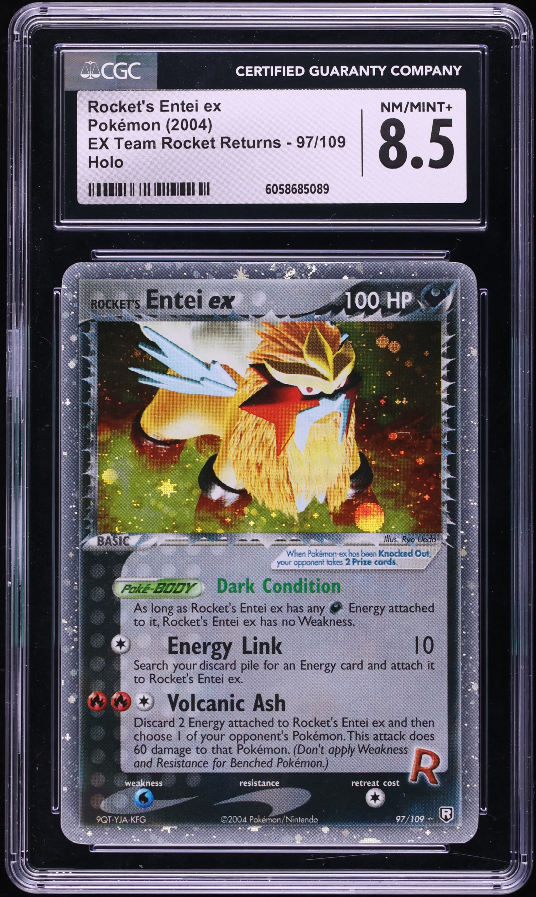 2004 Pokemon EX Team Rocket Returns Holo Rocket's Entei Ex #97 CGC 8.5 NM-MT+