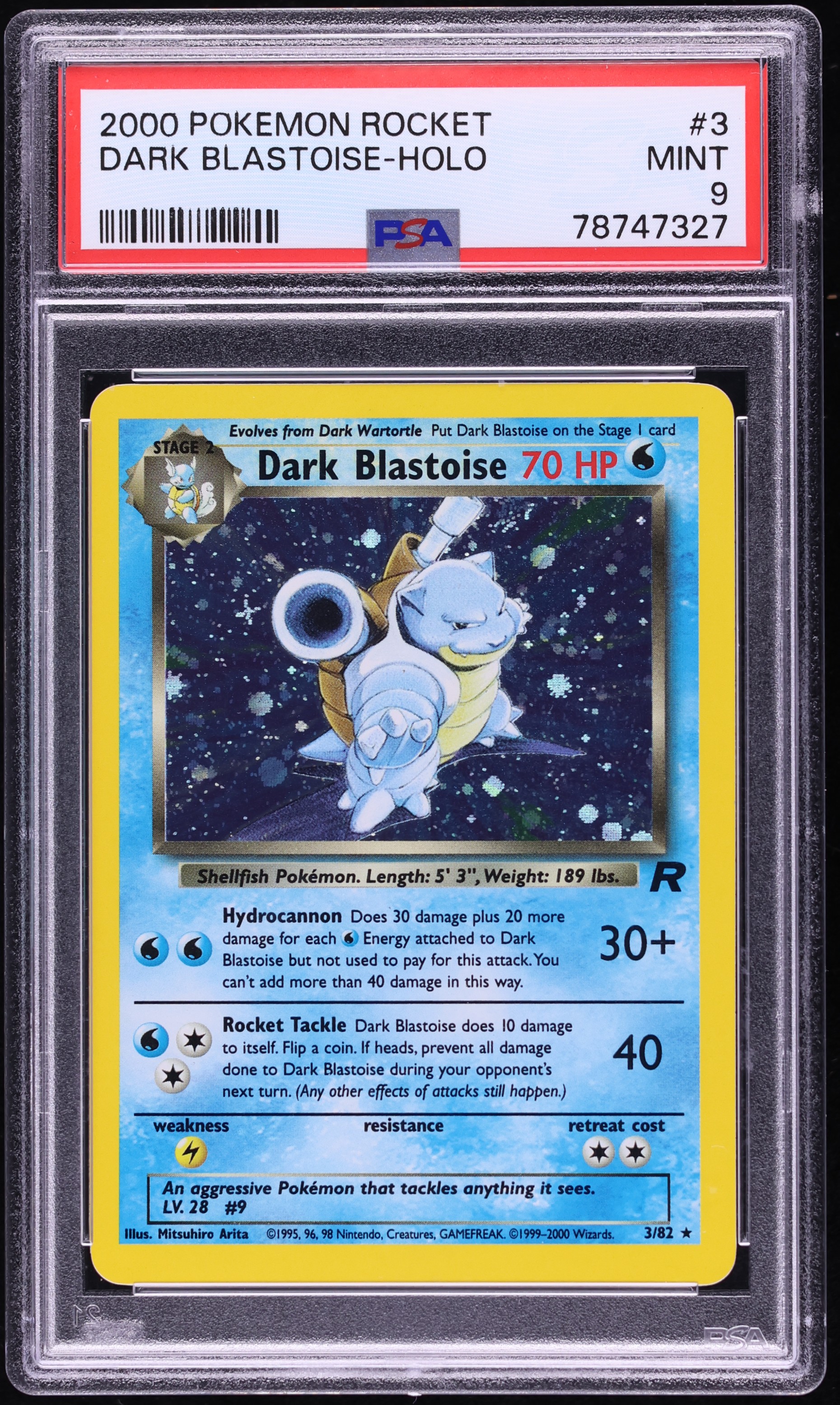 2000 Pokemon Team Rocket Holo Dark Blastoise #3 PSA 9 MINT