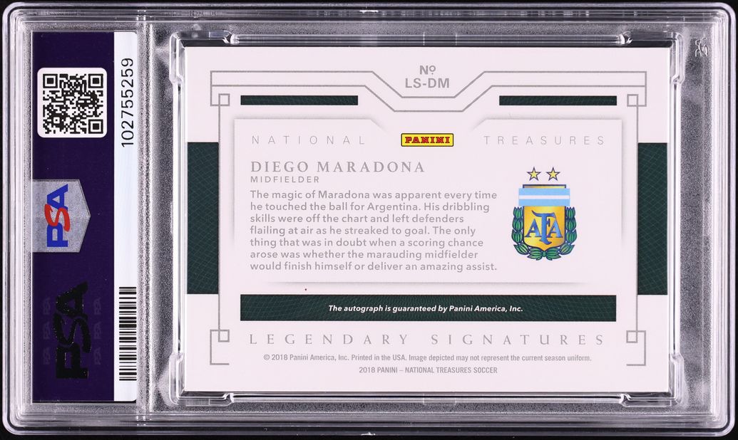 2018 National Treasures Legendary Platinum Diego Maradona AUTO 1/1